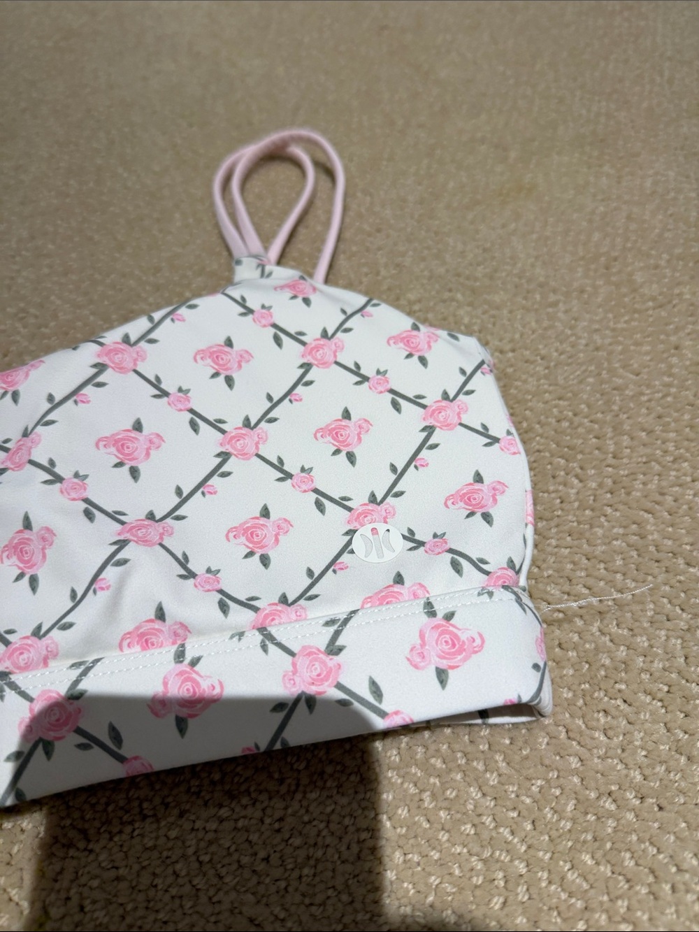 Floral Pink Rose Print Bralette Sports Bra - Women - Picture 2 of 4
